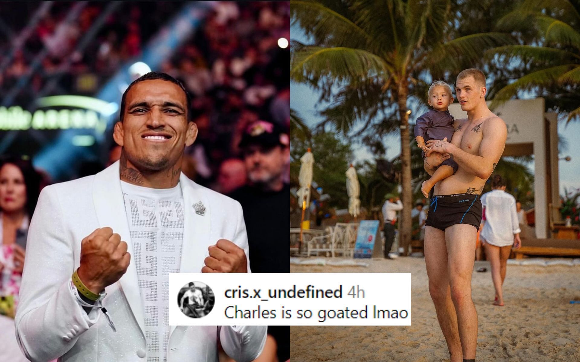 Fans react to friendly moment between Charles Oliveira (left) and Ian Machado Garry