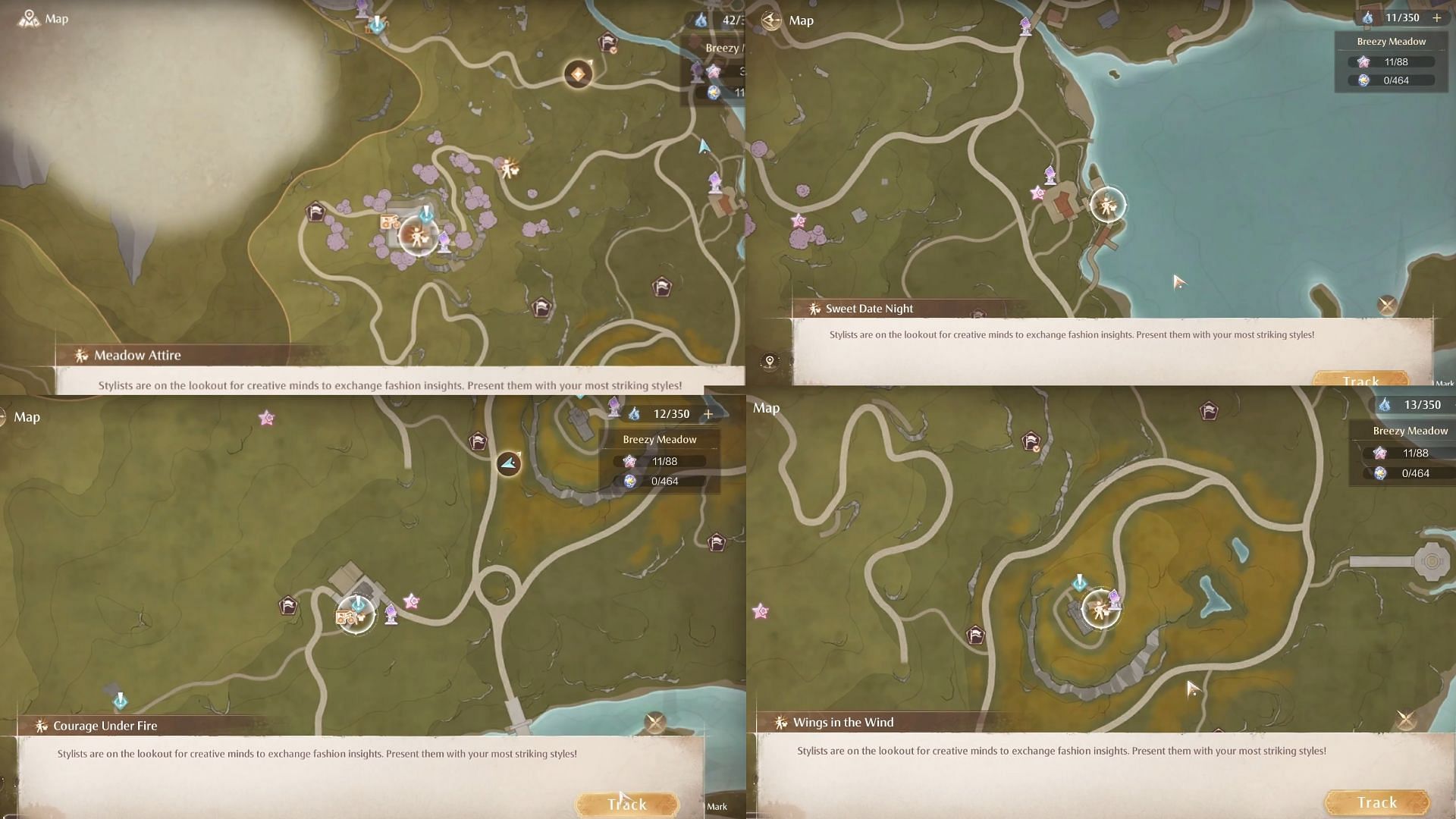 Locations of Great Meadow challenges (Image via InFold games)