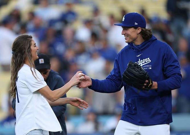 Tyler Glasnow's girlfriend Meghan Murphy elevates glamor in sleeveless white wide-leg jumpsuit for picture-perfect moment with Dodgers ace
