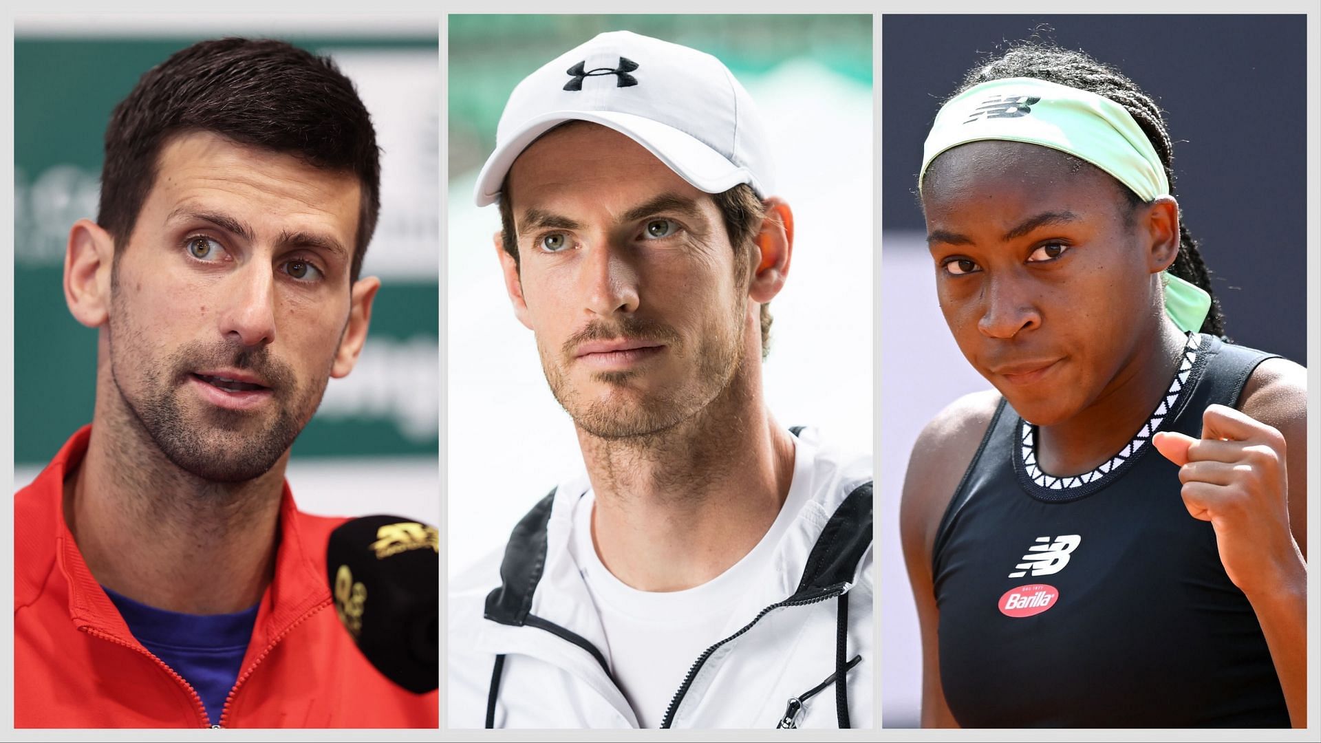 From L-R: Novak Djokovic, Andy Murray, and Coco Gauff. (Photos: Getty)