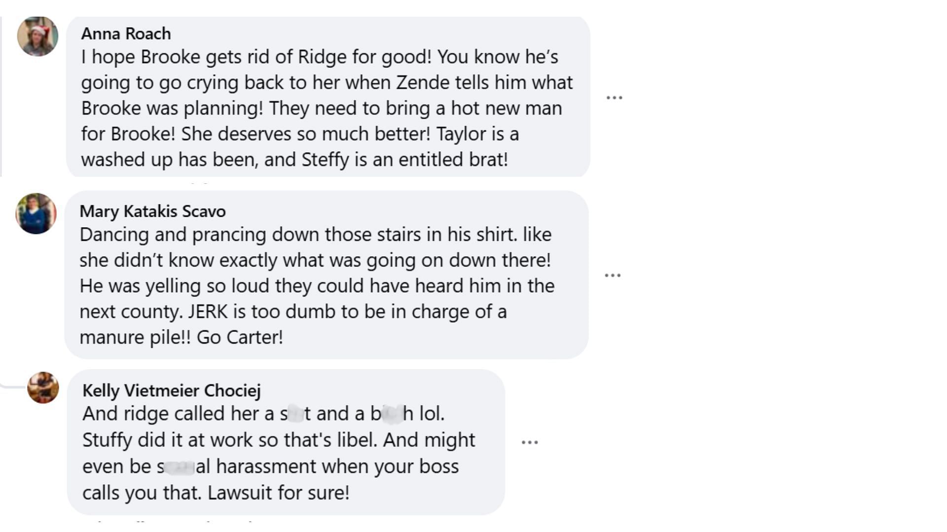 Fans displeased with Steffy, Ridge and Taylor (Image via Facebook/@The Bold and the Beautiful)