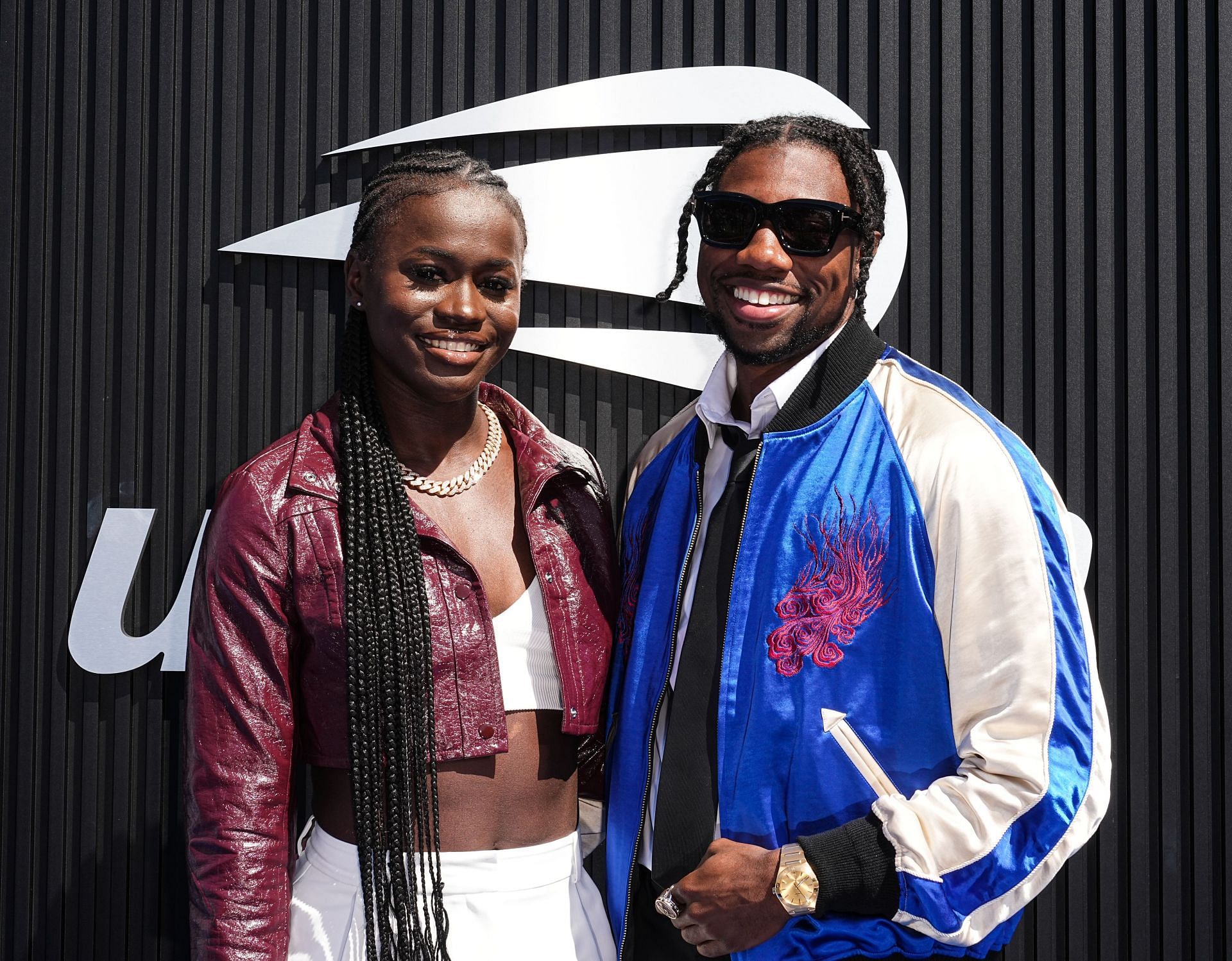 Junelle Bromfield and Noah Lyles attend the 2024 US Open at USTA Billie Jean King National Tennis Center in New York City. (Photo by Getty Images)