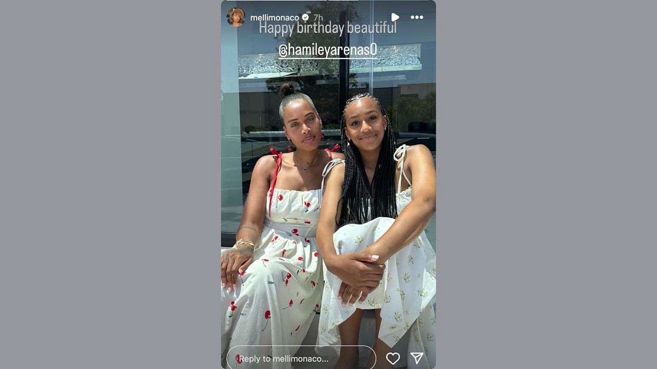 Melli Monaco sends her heartfelt wishes to Arenas&#039; youngest daughter Hamiley Arenas on her IG story. (Credits: @mellimonaco/Instagram)