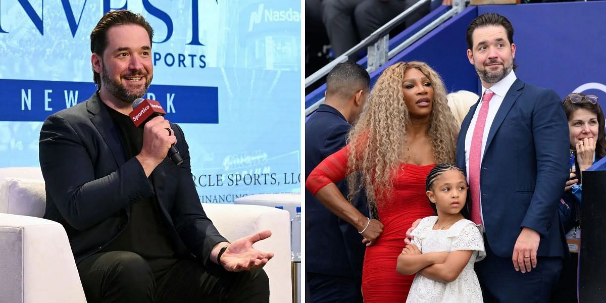 Alexis Ohanian (L); With wife Serena Williams and daughter Olympia (R); ( Source - Getty Images)