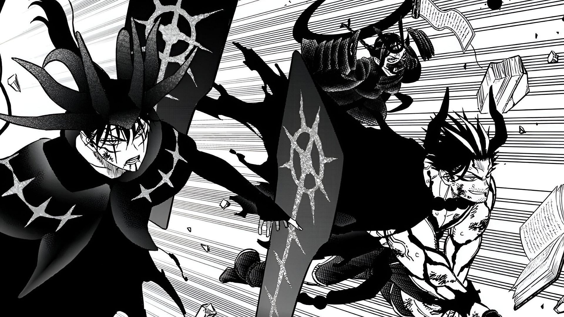 Nacht, Sukehiro, and Ichika as seen in Black Clover manga (Image via Shueisha)