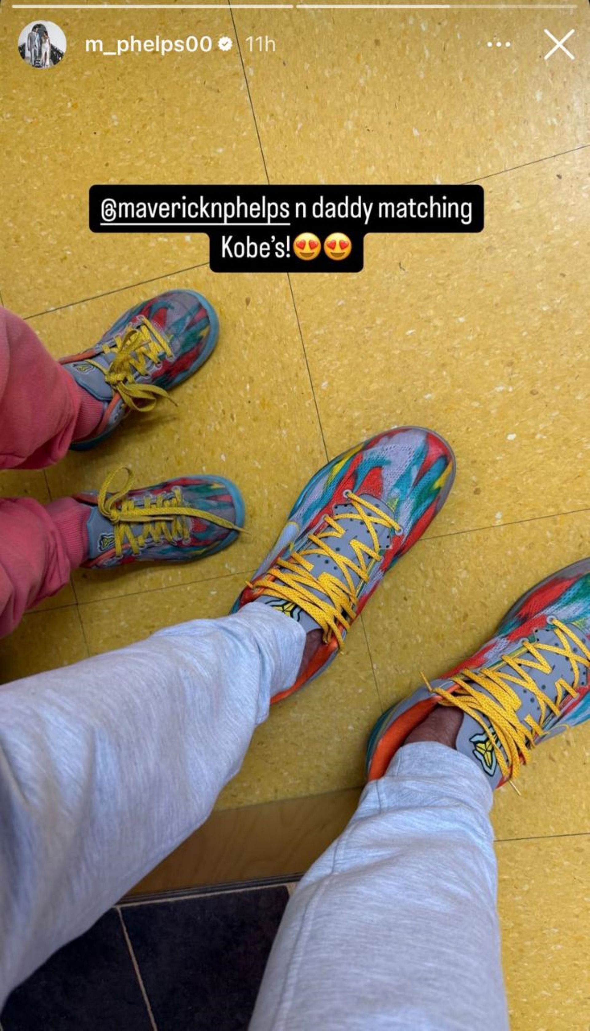 Michael Phelps and Maverick Phelps flaunt Kobe&#039;s latest Nike sneakers; Instagram - @m_phelps00