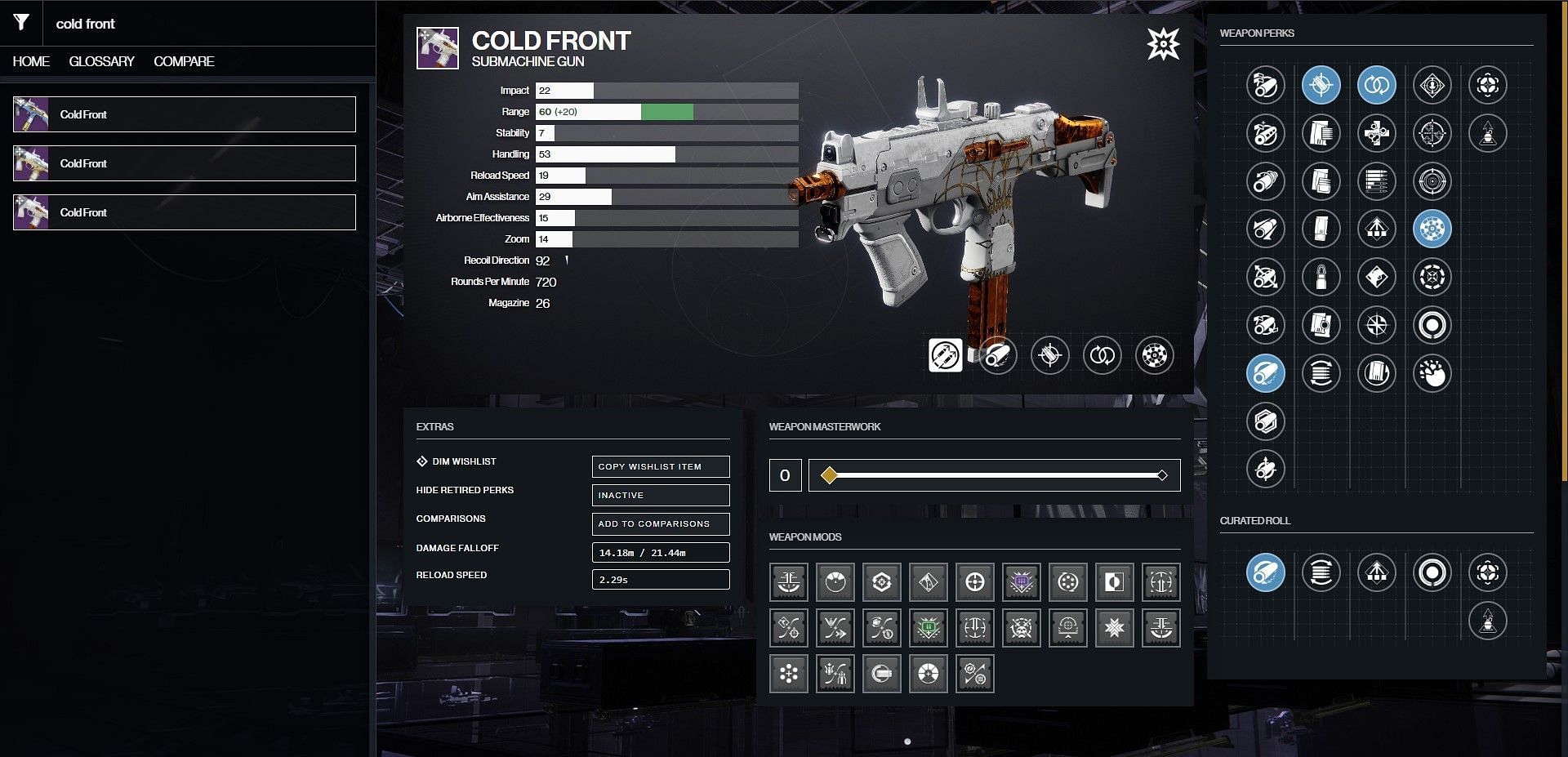 Cold Front PvP god roll (Image via Bungie/D2Gunsmith)