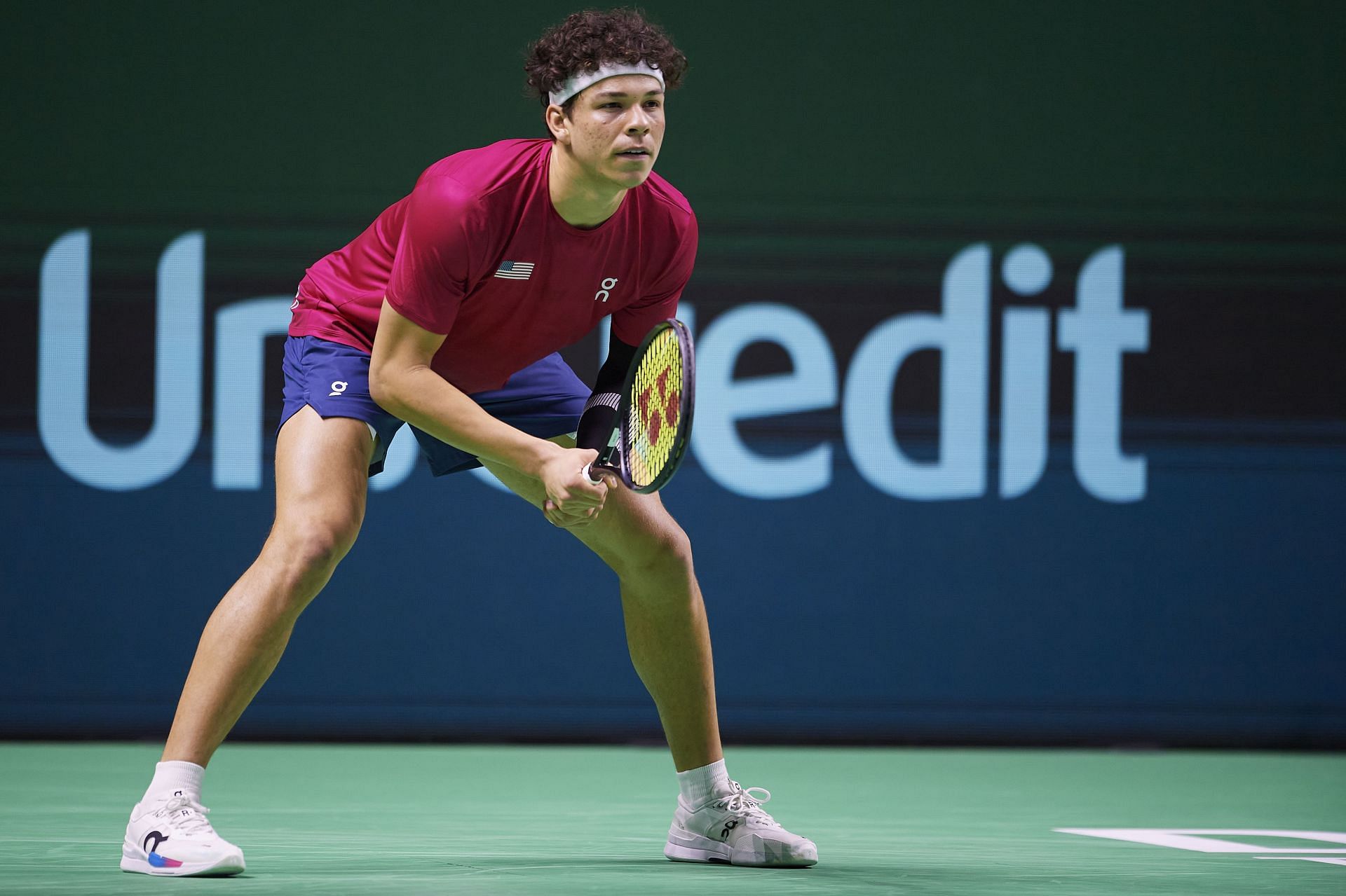 Ben Shelton in action during the 2024 Davis Cup Finals. (Getty)