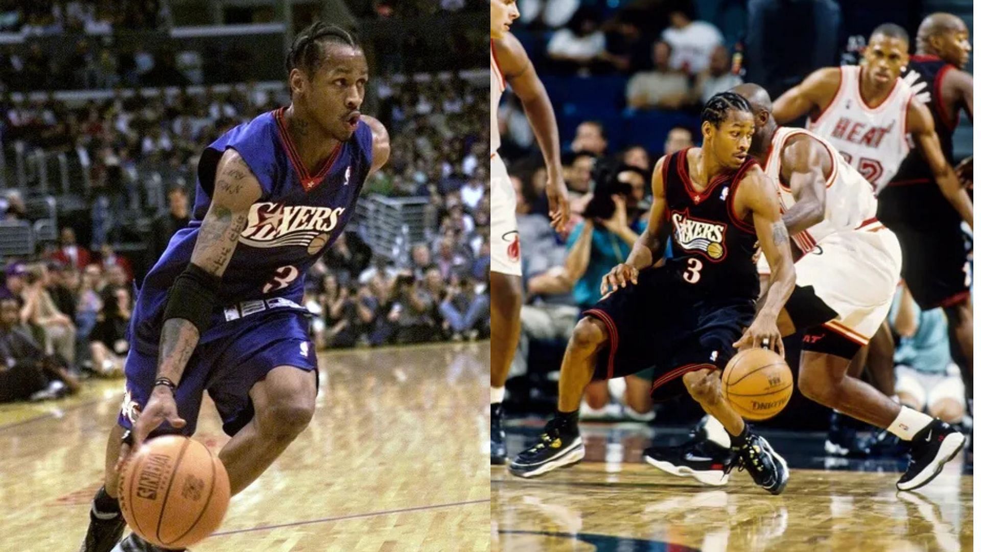 Former NBA guard Allen Iverson playing with the Philadelphia 76ers. Photo Credits: Imagn