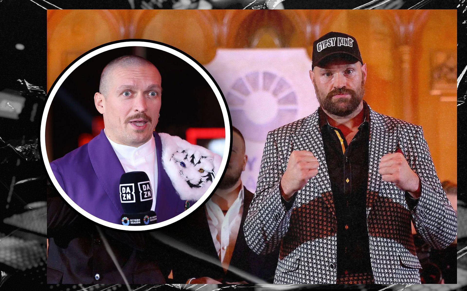 Oleksandr Usyk (inset) shares a heartwarming take on Tyson Fury ahead of their fight. [Images courtesy: Getty Images]