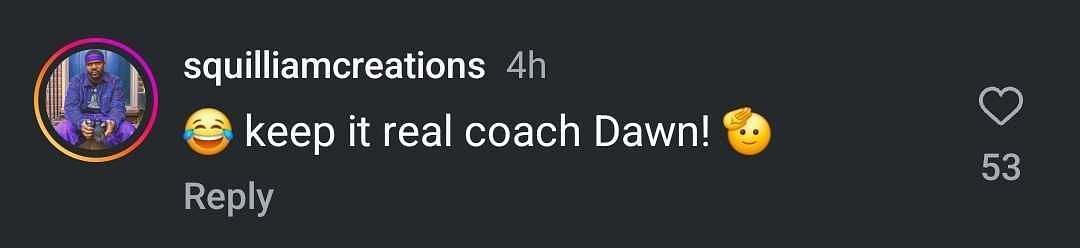 Fan reacts to Dawn Staley&#039;s comments. (Instagram)