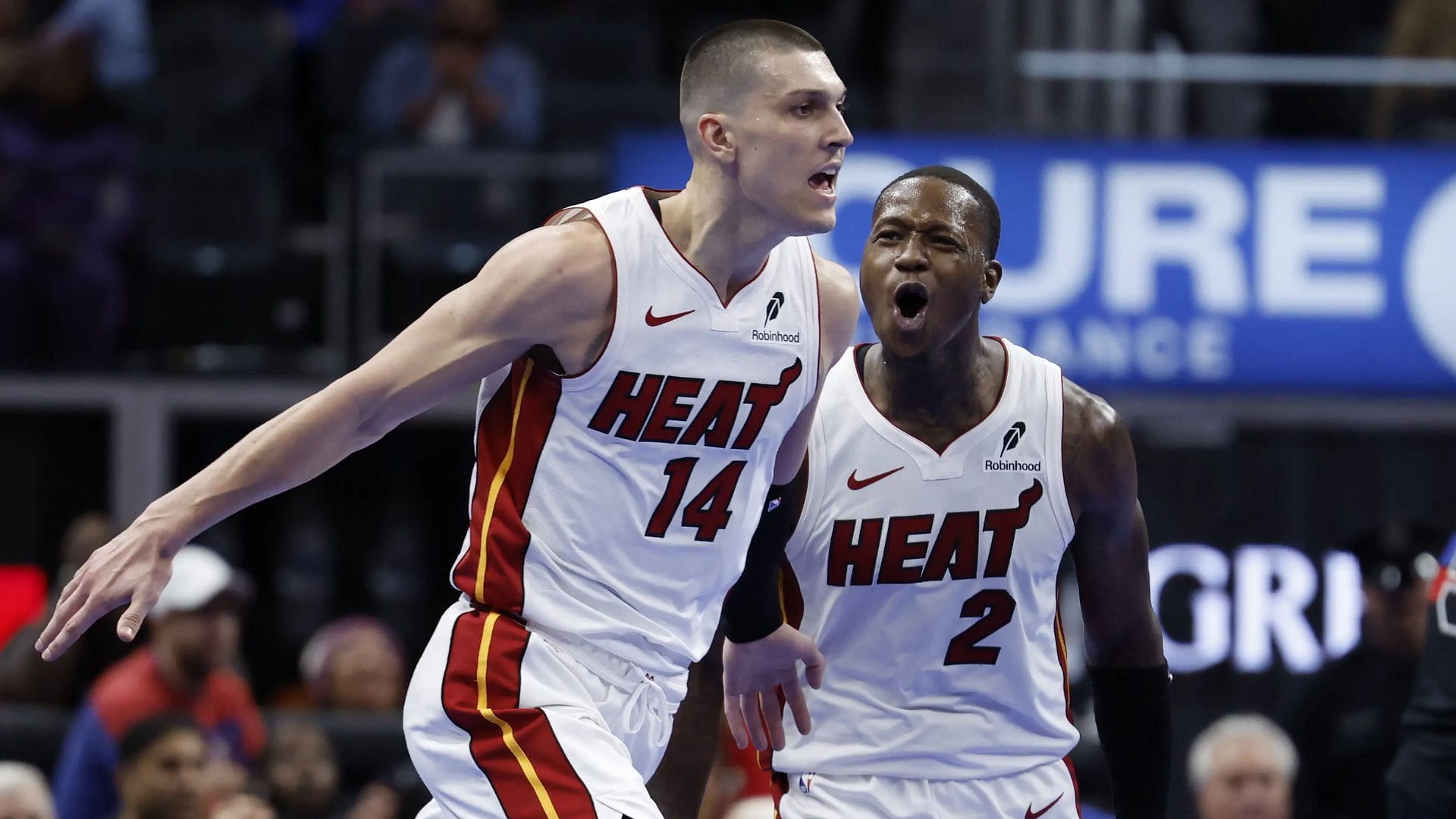 Terry Rozier makes his feelings clear for Tyler Herro after jumping to beat up Amen Thompson. (Photo: IMAGN)