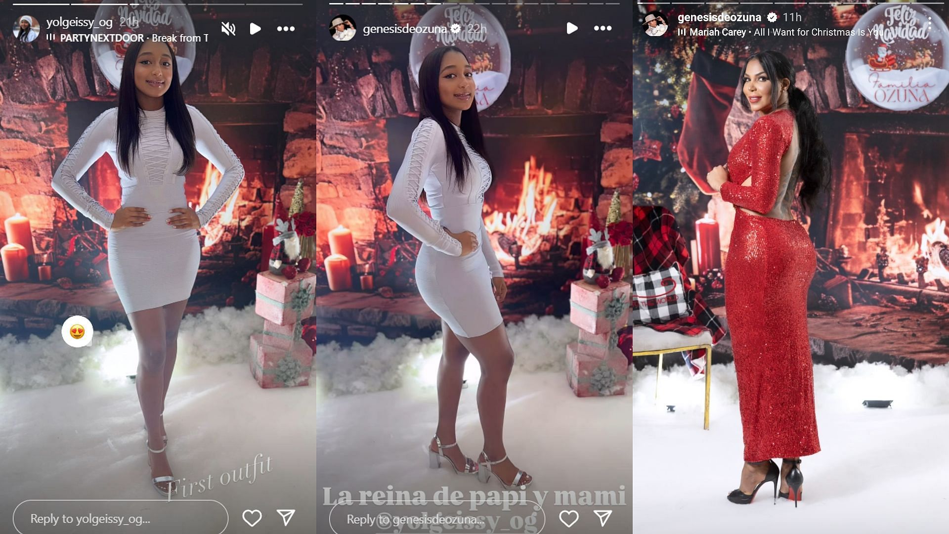 Marcell Ozuna&#039;s family shares picture of their outfits on Christmas. Source - Instagram/@yolgeissy_og/@genesisdeozuna