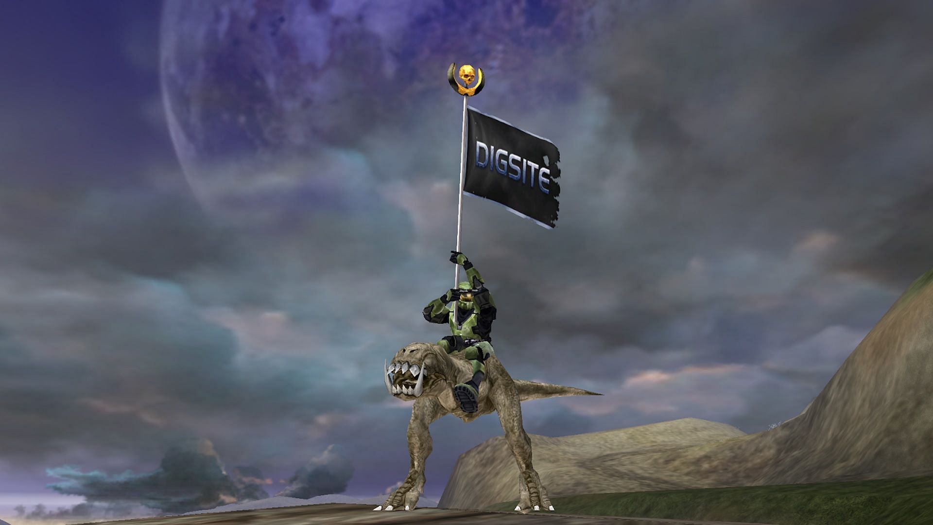 Master Chief from Halo raising a flag of Digsite