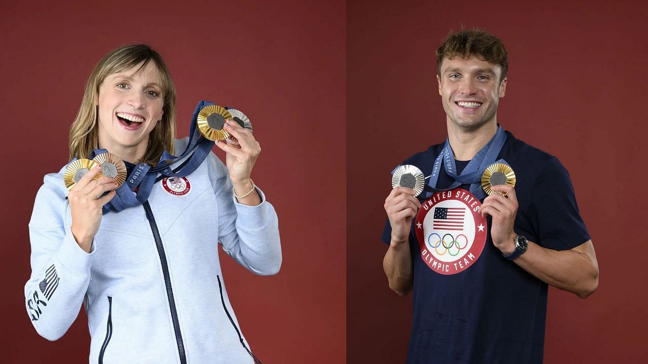 Katie Ledecky and Bobby Finke (Images via: Both Getty_