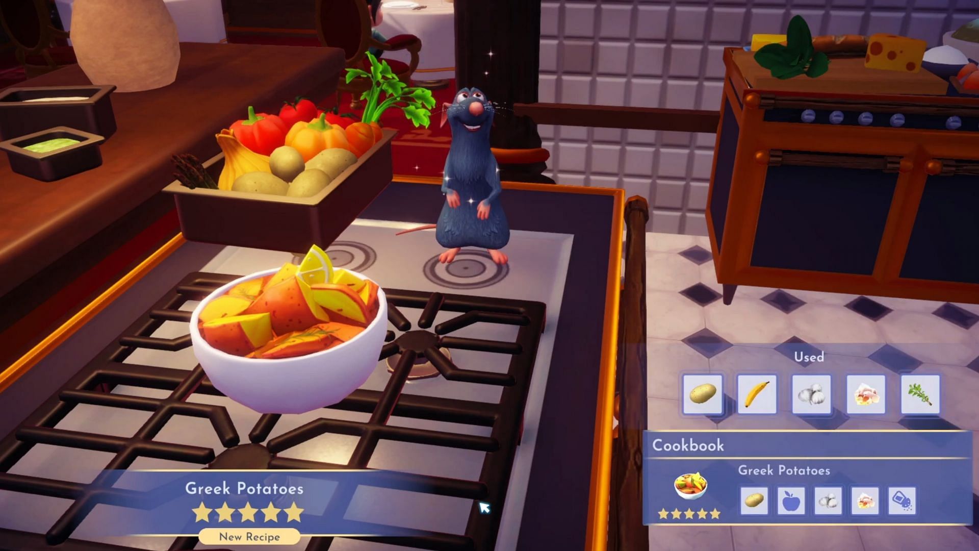 Greek Potatoes is a five-star recipe in the game (Image via Gameloft)