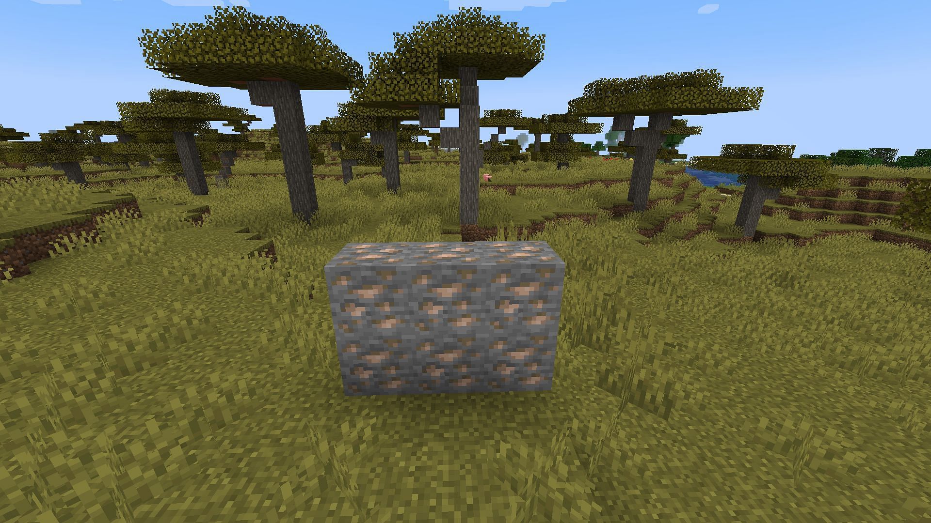 You would need a copper pickaxe to collect iron. (Image via Mojang Studios)