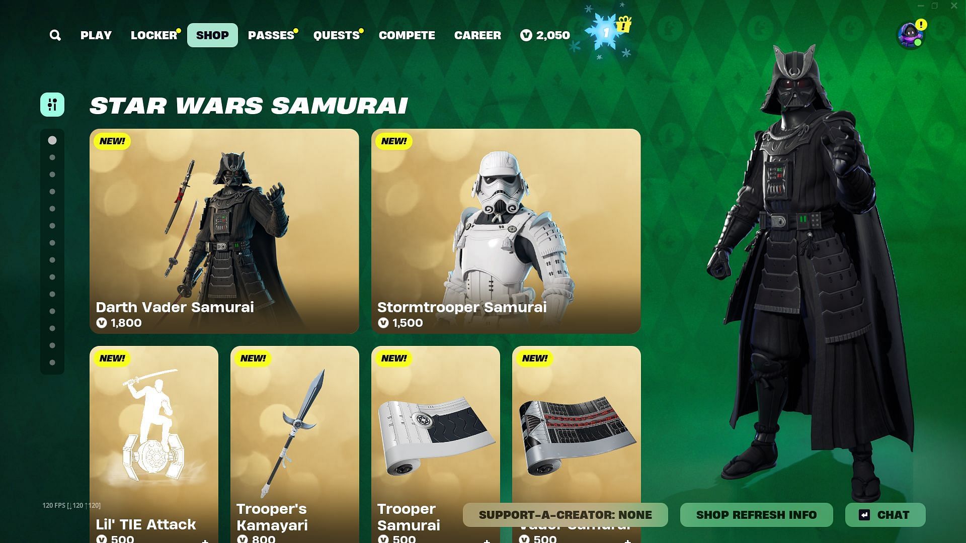 You can purchase the Darth Vader Samurai and Stormtrooper Samurai skins separately (Image via Epic Games)