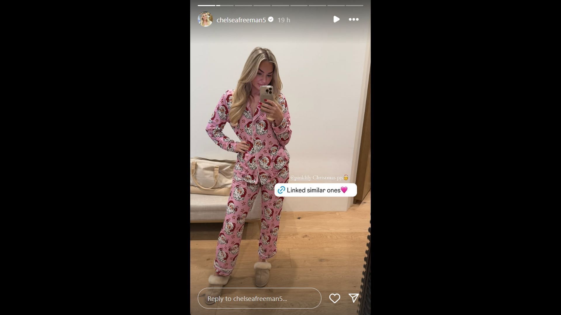 Chelsea Freeman&#039;s Christmas outfit on her Instagram story