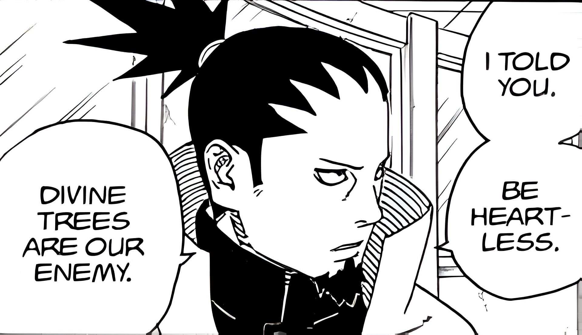 Shikamaru&#039;s strategy against the Shinju (Image via Shueisha)