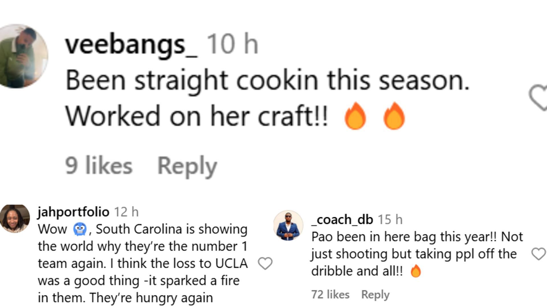 Other fans praised Paopao and the Gamecocks for their impressive effort (Source: IG).