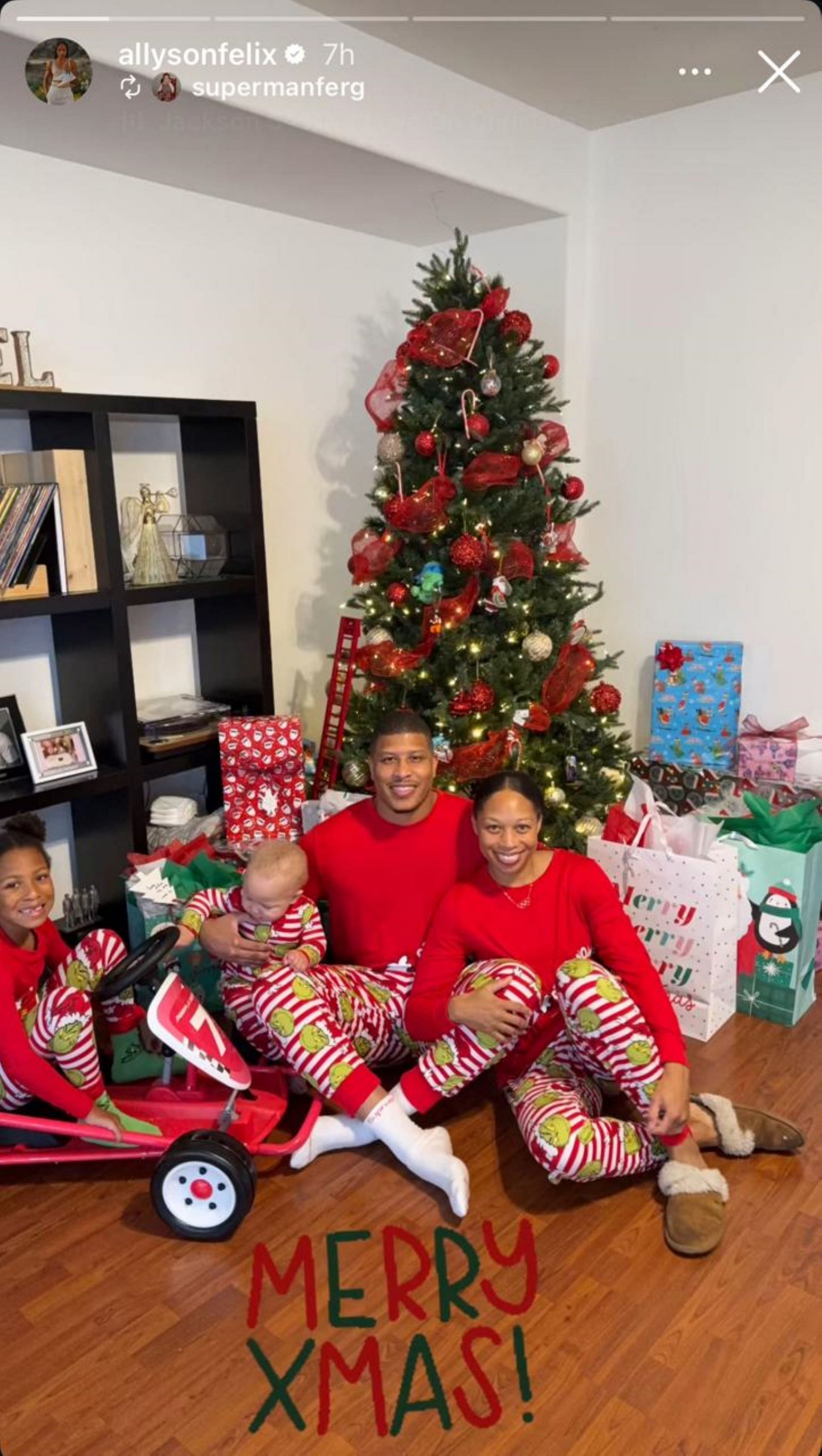 Allyson Felix celebrate Christmas with family; Instagram - @allysonfelix