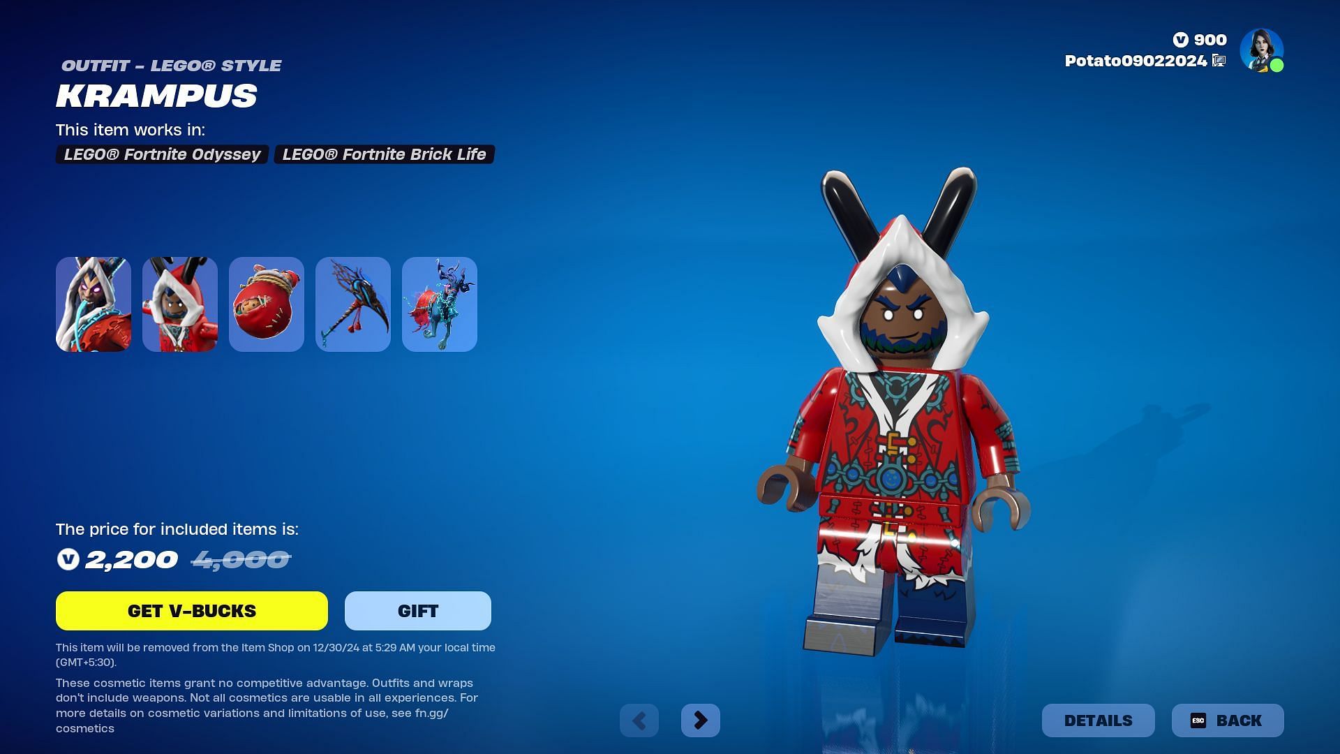 Krampus will be listed in the Item Shop until December 30, 2024 (Image via Epic Games)