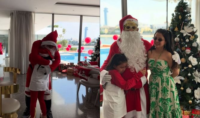 [In Pictures] MS Dhoni dresses up as Santa Claus to celebrate Christmas with family