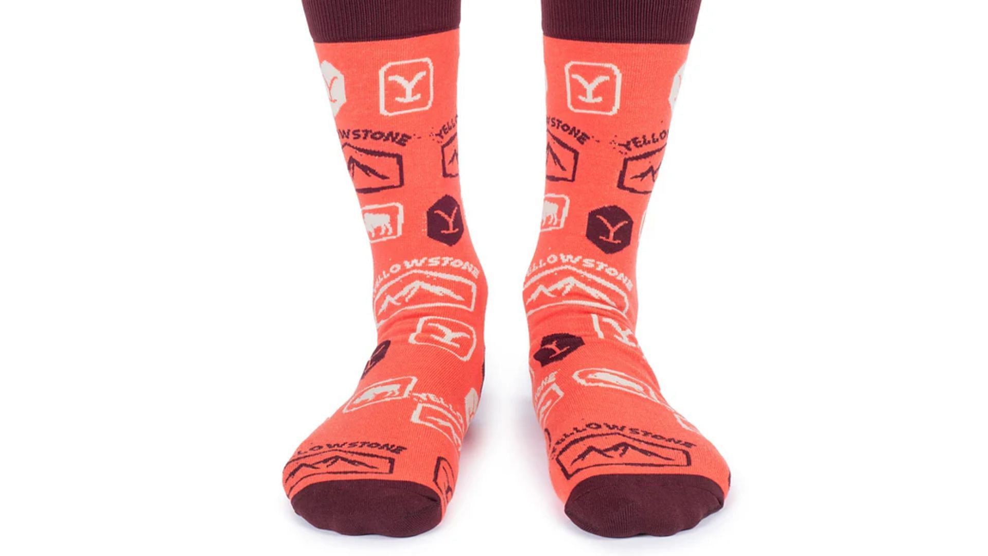 Orange Dutton Ranch Logo Socks (Image via yellowstonetvshop.com)