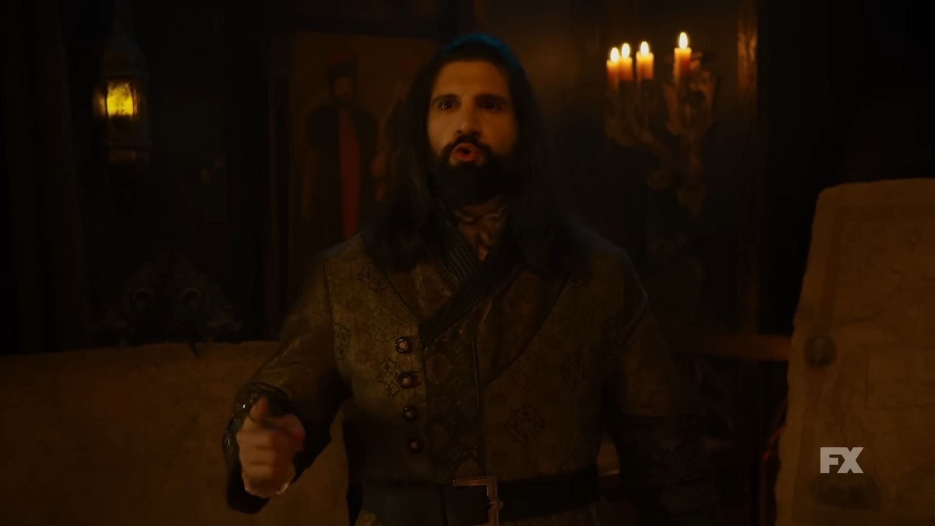 Kayvan Novak as Nandor the Relentless in a still from the official trailer for What We Do in the Shadows season six (via FX Networks / YouTube)