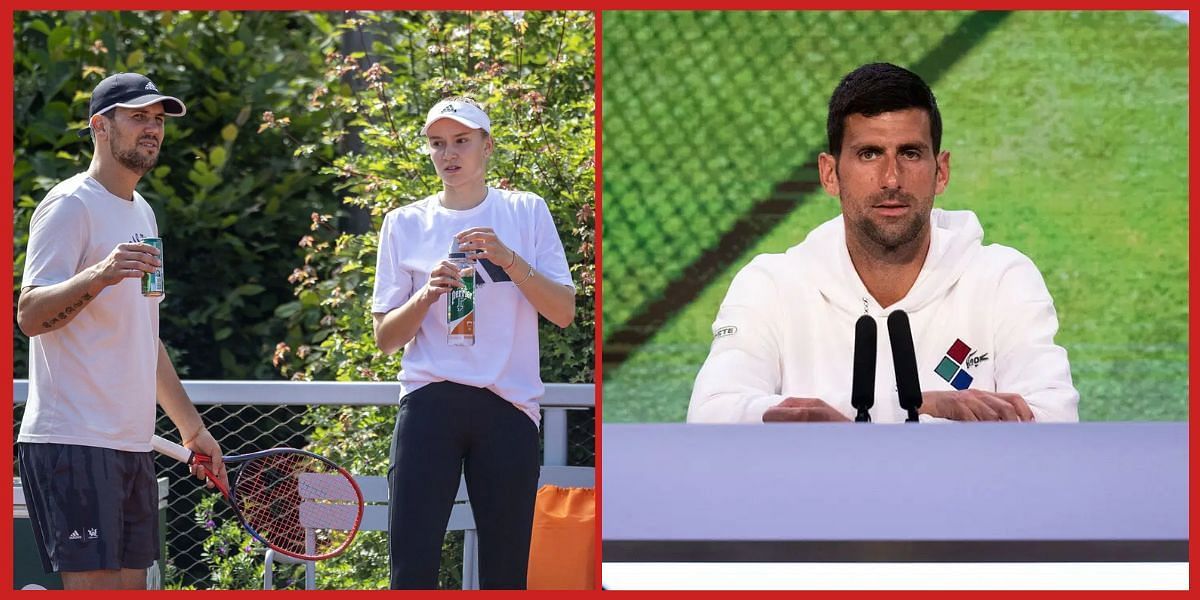 Elena Rybakina with former coach Stefan Vukov and Novak Djokovic (Source: Getty)