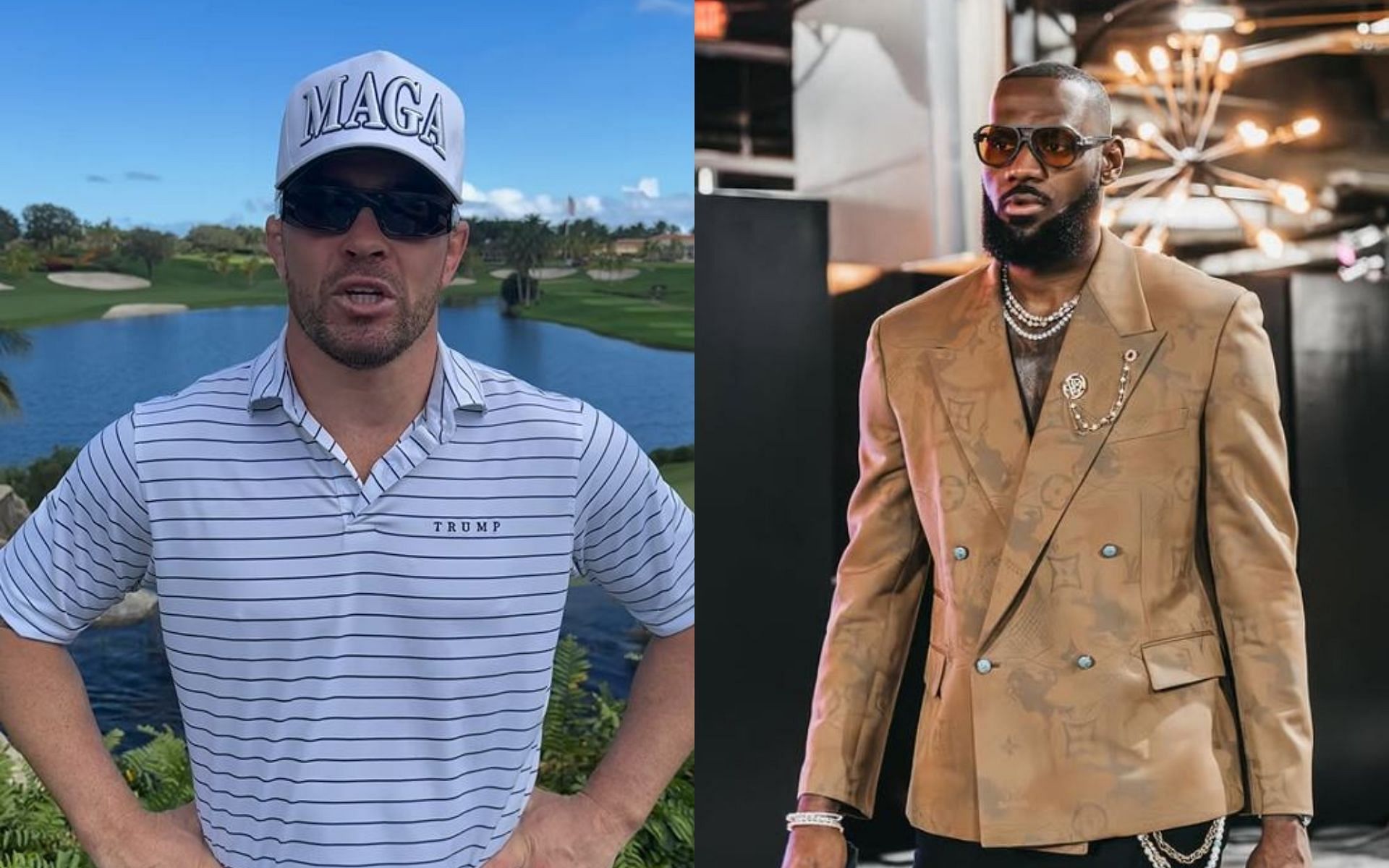 Colby Covington (left) rants about LeBron James (right) again. [Image credit: @colbycovington, @kingjames on Instagram]