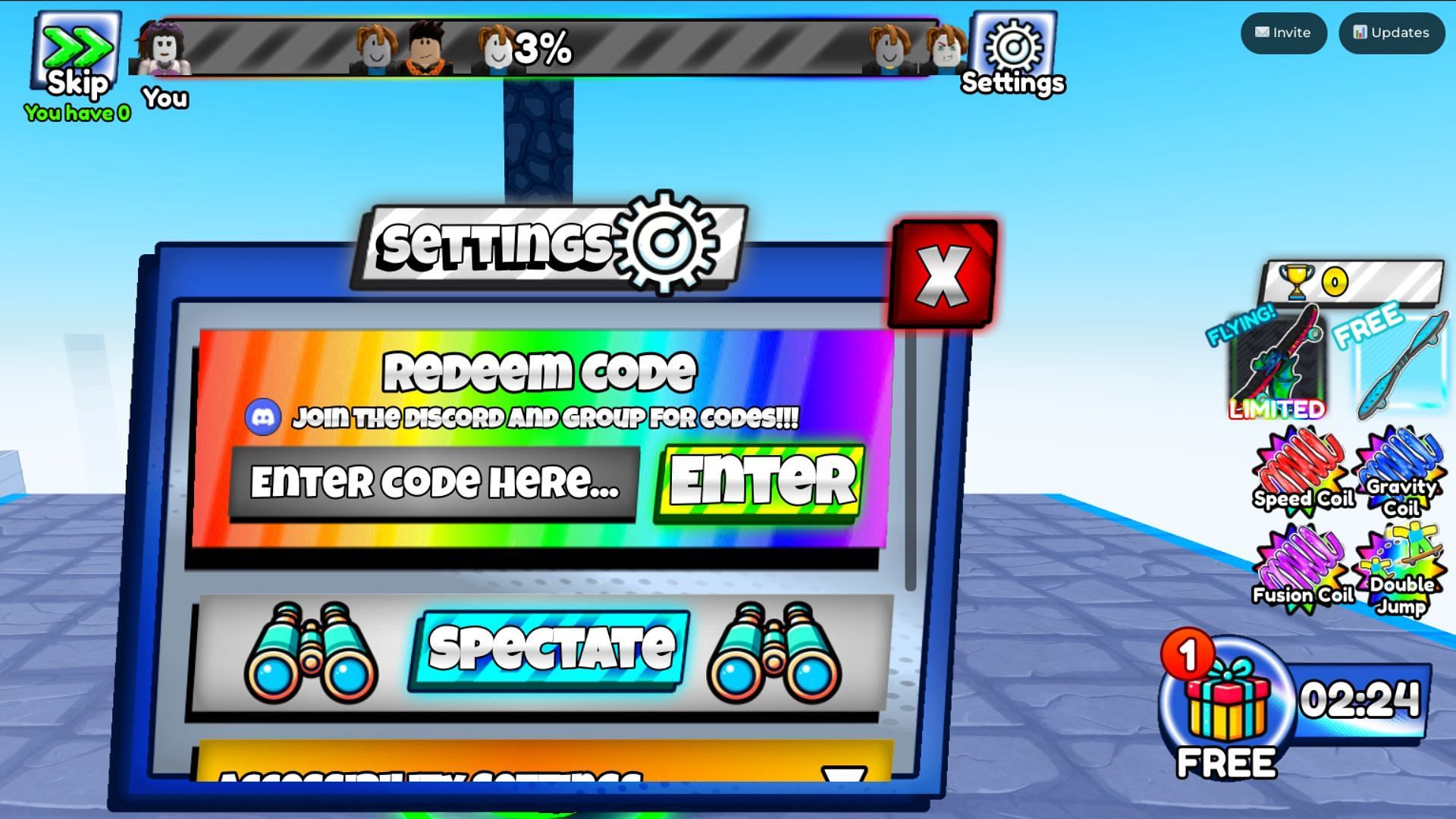 Redeem codes in Skateboard Legends (Image via Roblox)