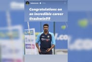 Babar Azam sends wishes to R Ashwin as he retires from international cricket (Image via Instagram-@babarazam)