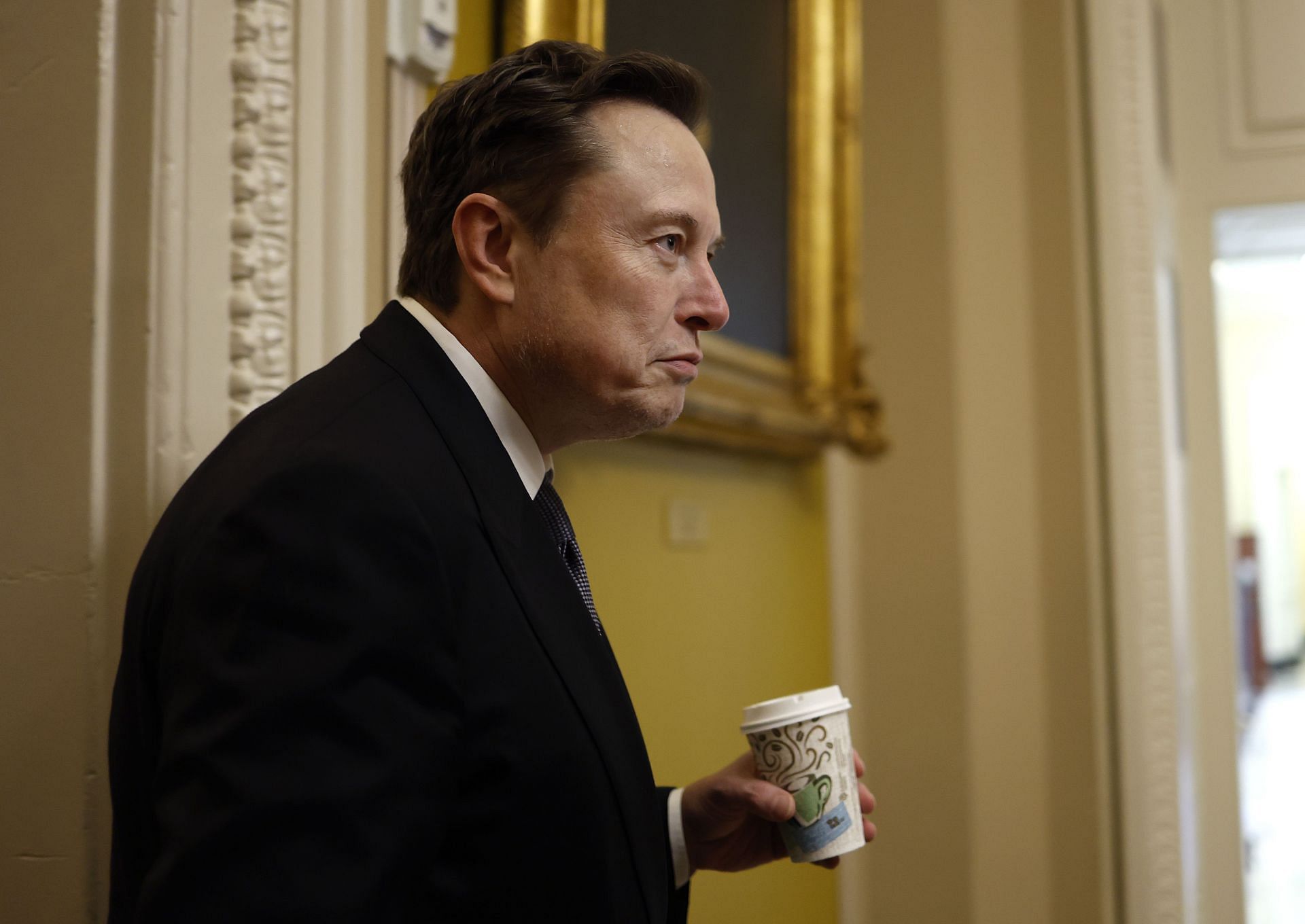 Tesla CEO Elon Musk, Co-Chair of the newly announced Department of Government Efficiency (DOGE), arrives on Capitol Hill (Image via Getty)