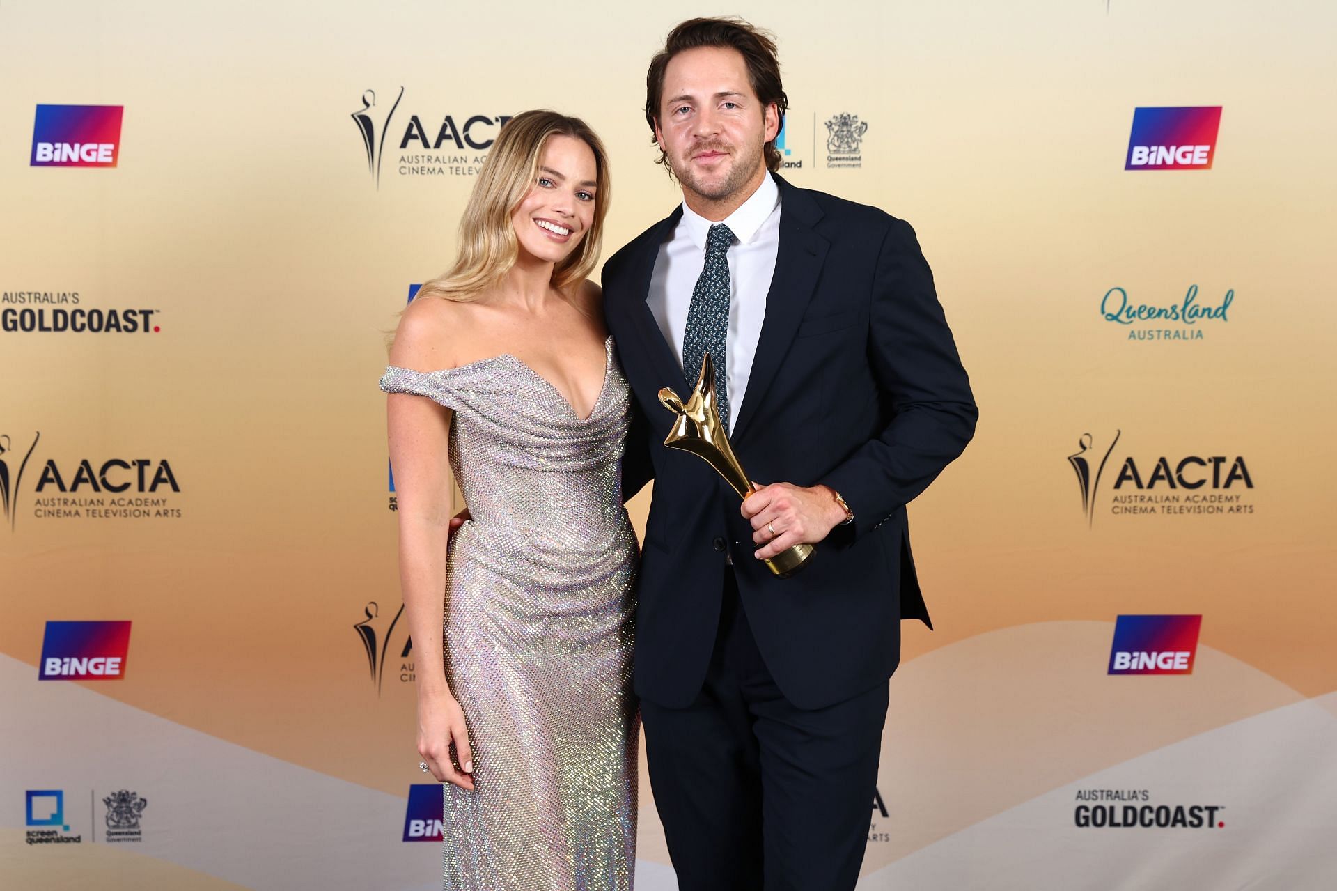 Margot Robbie and Tom Ackerley at the 2024 AACTA Awards (Image via Getty)