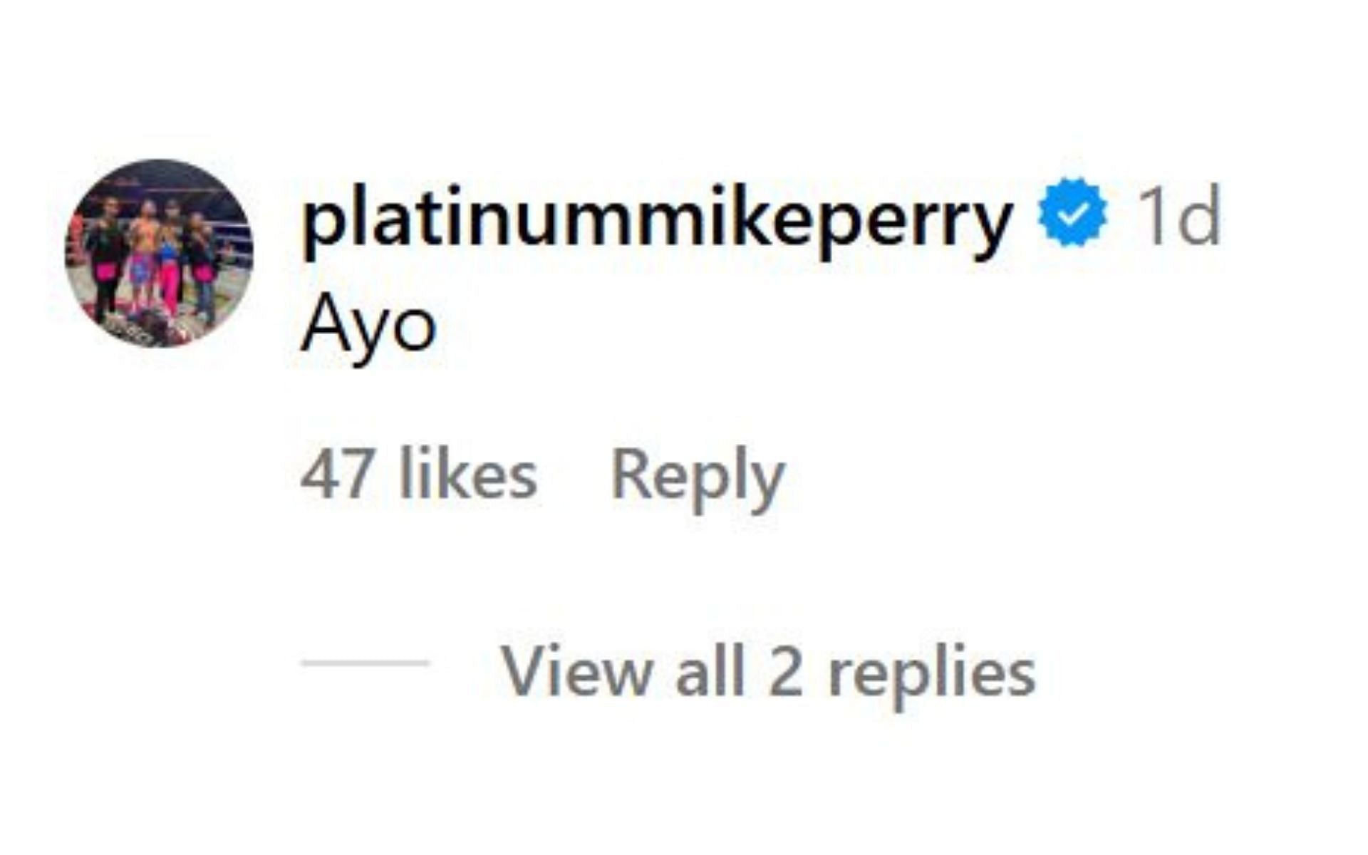 Mike Perry&#039;s comment on the post. [Image credit: @mmafighting on Instagram]