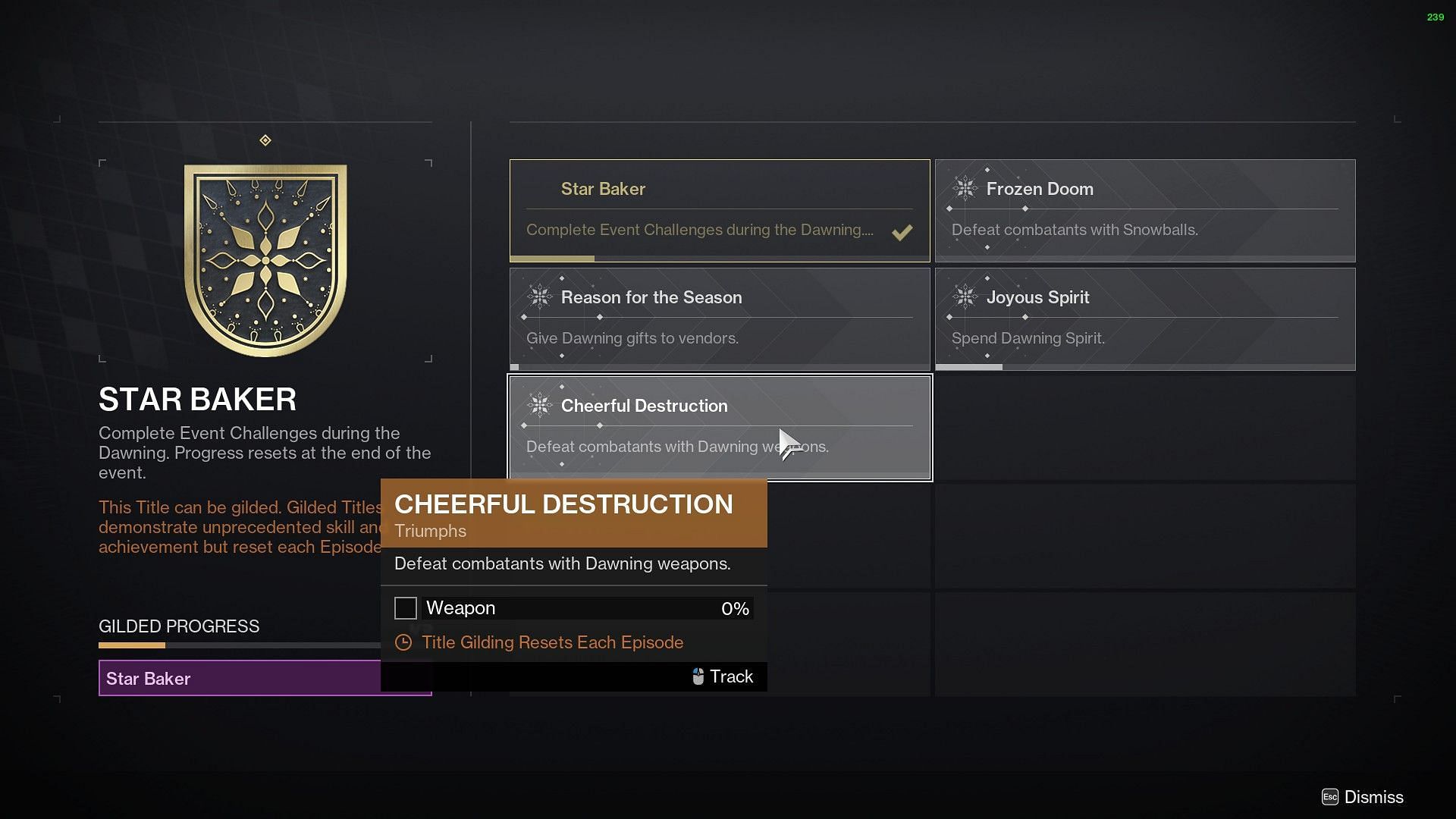 Gilded objective for Star Baker in Destiny 2 (Image via Bungie)