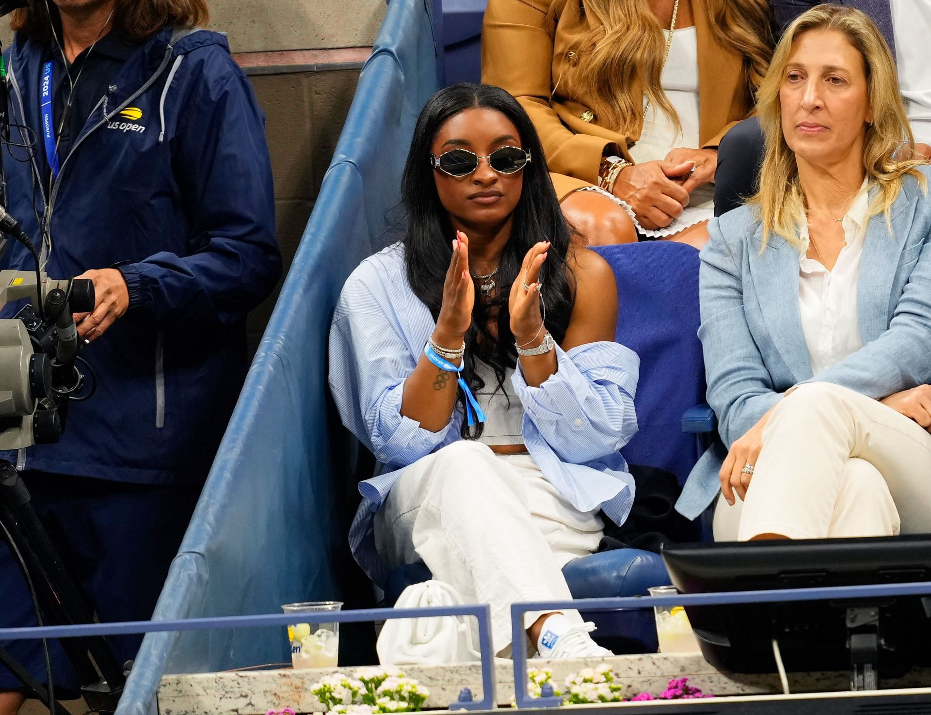 Simone Biles attends the 2024 &lt;a href=&#039;https://www.sportskeeda.com/go/us-open&#039; target=&#039;_blank&#039; rel=&#039;noopener noreferrer&#039;&gt;US Open&lt;/a&gt; Tennis Championships at the USTA Billie Jean King National Tennis Center. (Photo by Gotham/GC Images)