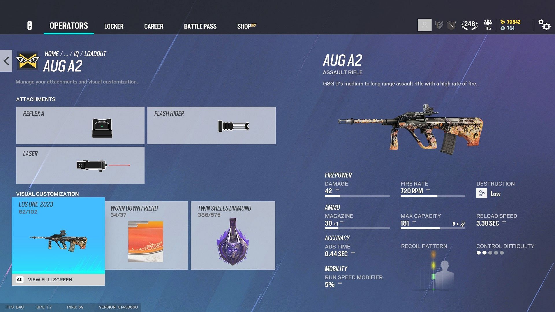 The AUG A2 is the third primary in an IQ loadout in Rainbow Six Siege (Image via Ubisoft)