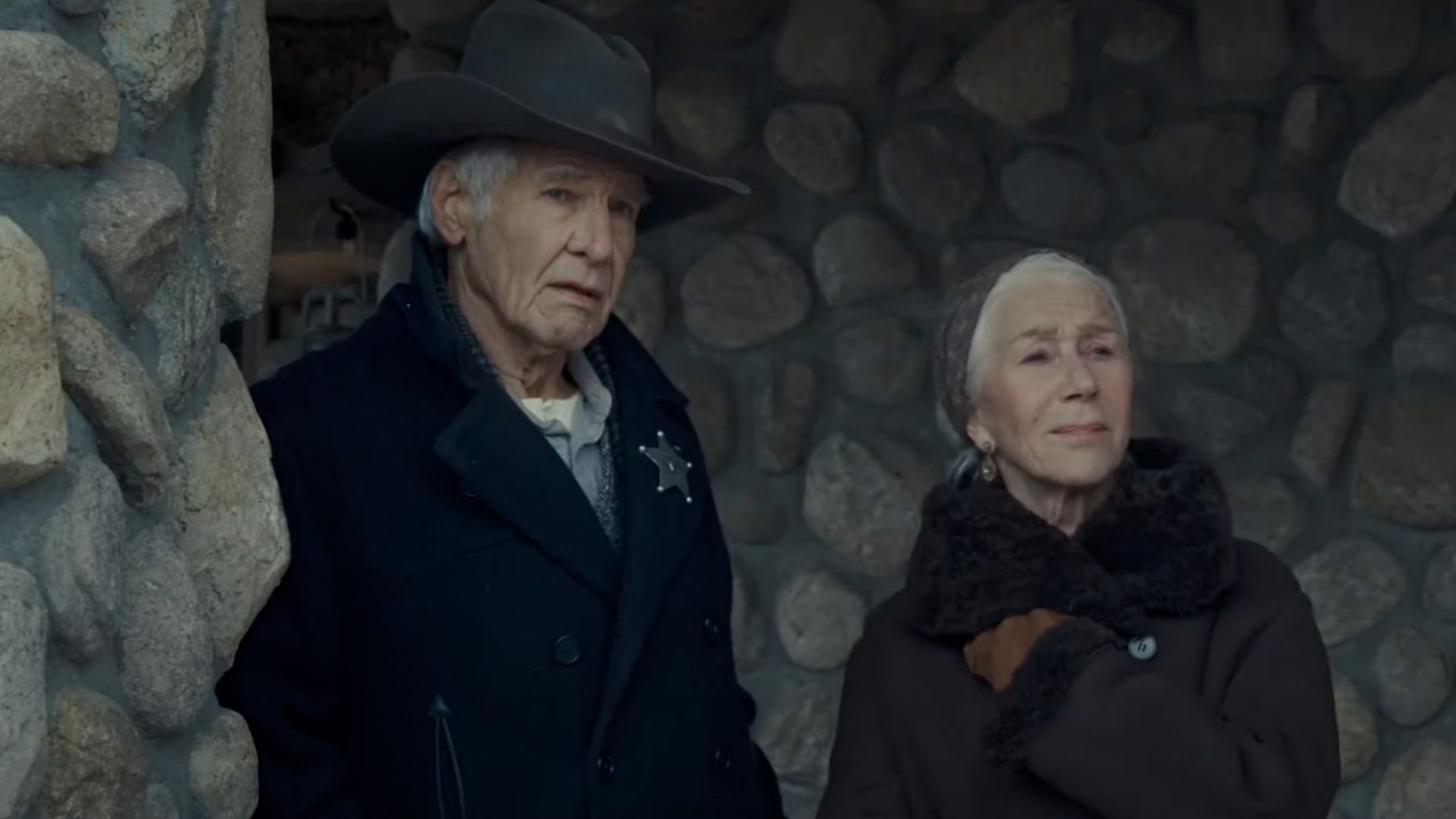 Harrison Ford and Helen Mirren star as Jacob and Cara Dutton respectively (Image via @Paramount Plus/YouTube)