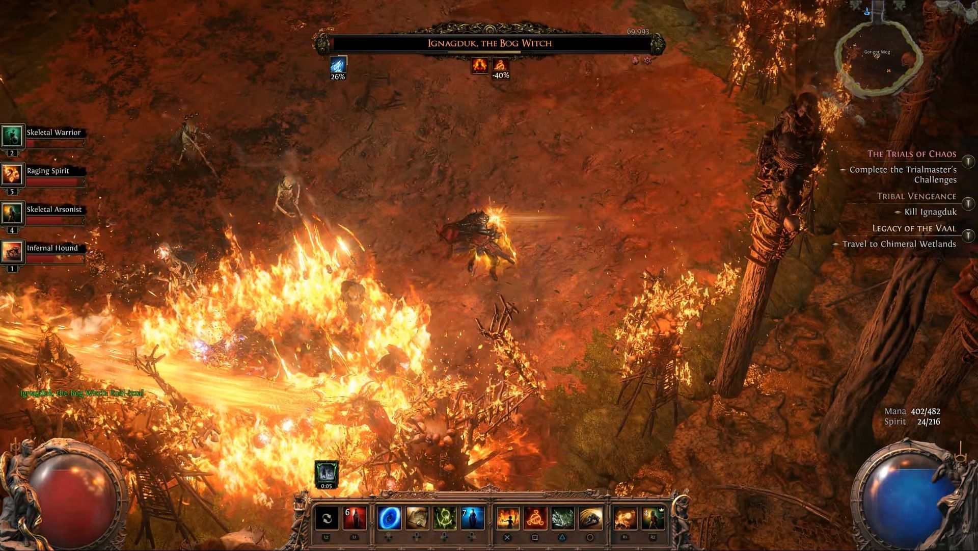 Ignaduk's got a bevy of powerful fire attacks, but stay clear and you'll stay safe (Image via Grinding Gear Games)