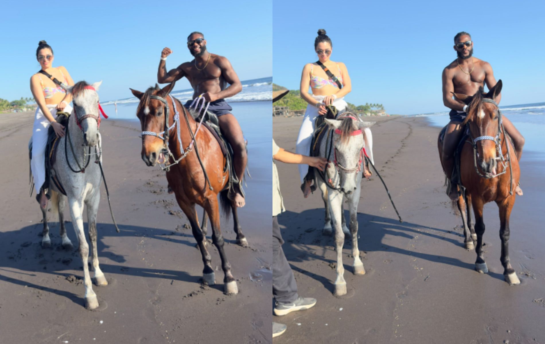 Photos of Aljamain Sterling enjoying his vacation in his X update. [Images courtesy: @funkmasterMMA on X]