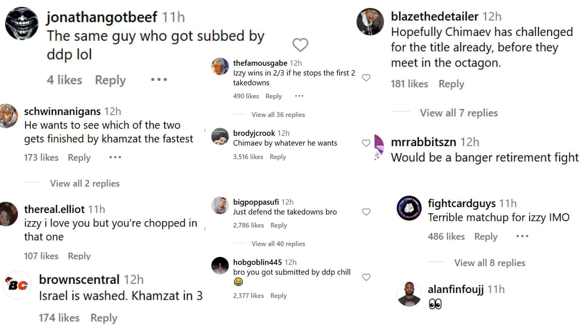 Fan comments courtesy of @espnmma&#039;s post on Instagram