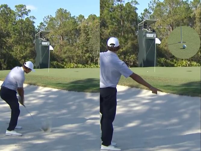 Watch: Charlie Woods delivers 'spectacular' bunker shot on Day 1 of PNC Championship