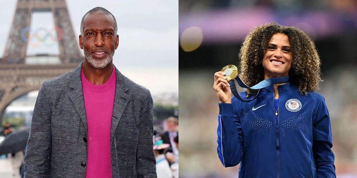 Michael Johnson acknowledges controversy around Sydney McLaughlin-Levrone winning Female Track of the Year Award. (Images by Getty)