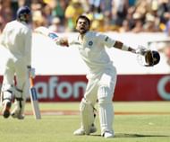 Kohli is pumped up after scoring his maiden Test century at Adelaide. Source: Getty