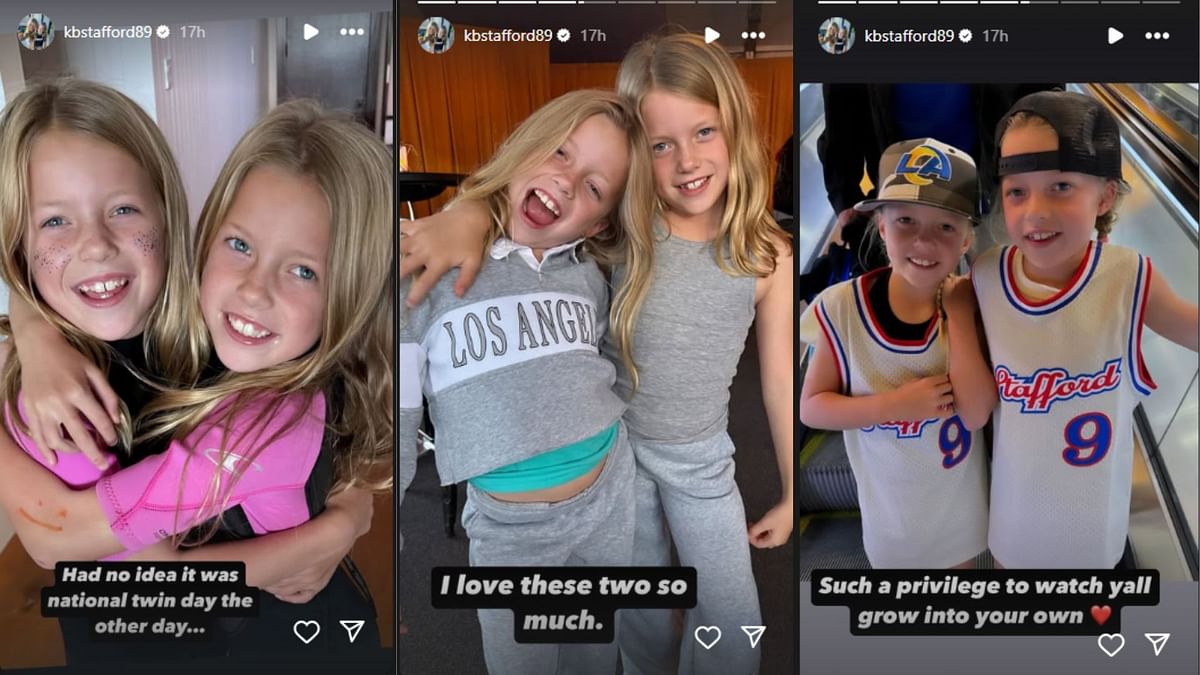 IN PHOTOS Matthew Stafford's wife Kelly celebrates National Twin Day