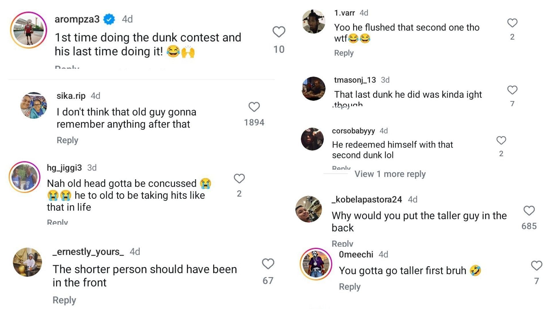 Hoops fans react to City of Palms Classic dunk contest winners&#039; hilarious moment. (Image via Instagram @Sportcenternext)