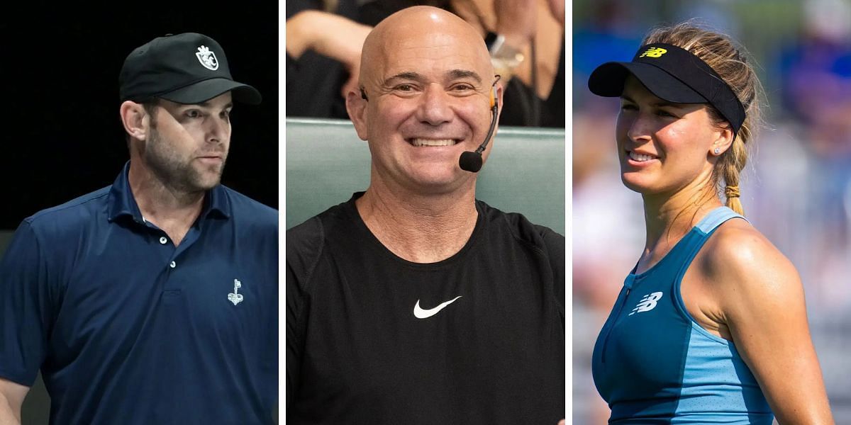 Andy Roddick (L), Andre Agassi (center), Eugenie Bouchard (R), Sources: Getty